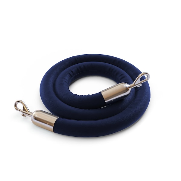 Montour Line Naugahyde Rope Dark Blue With Pol.Steel Snap Ends 8ft.Cotton Core PNR150-80-DB-SE-PS - main